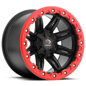 Vision 551 Five Five One 14X8 Matte Black w/ Red Lip Armor